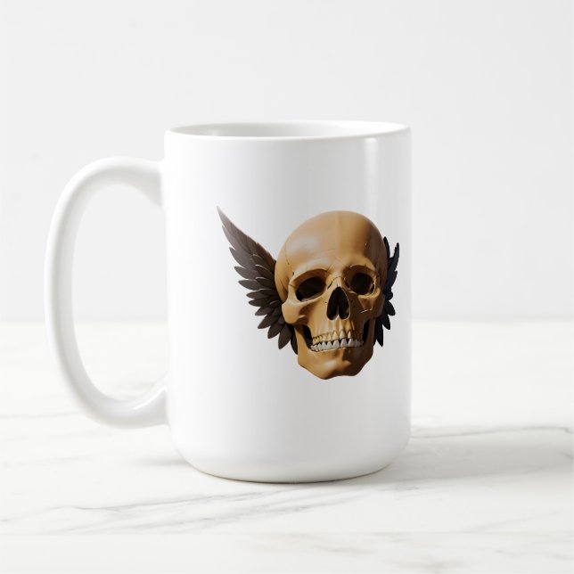 Mug Winged Skull Symbolizing Mortality and Freedom (Gauche)