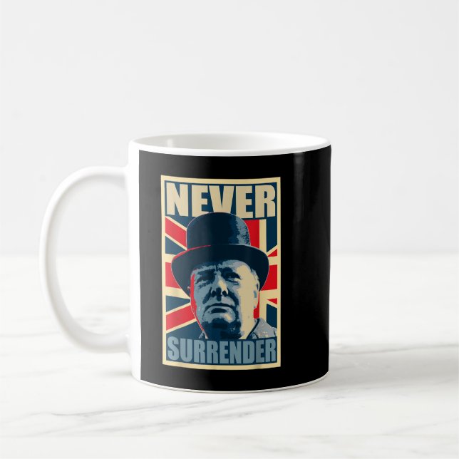 Mug Winston Churchill ne cédera jamais le drapeau brit (Gauche)