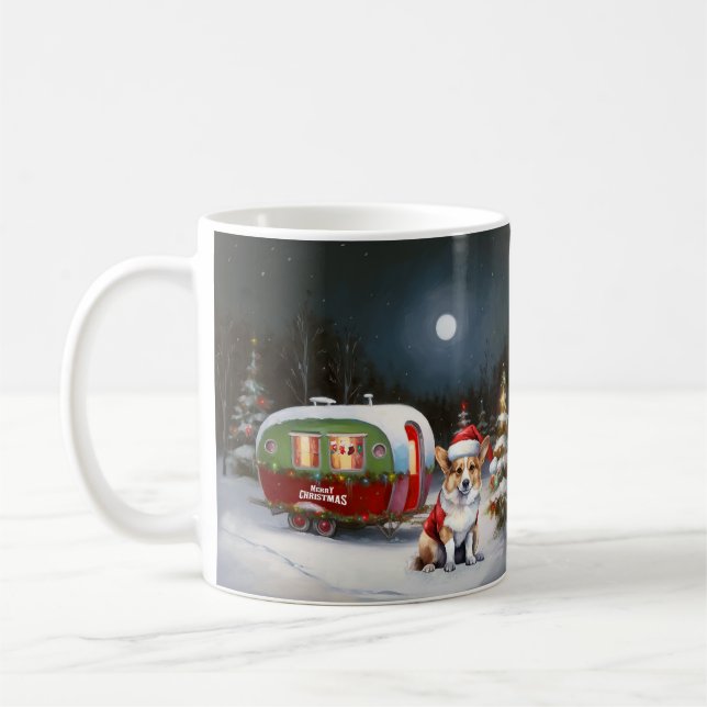 Mug Winter Corgi Caravan Christmas Adventure (Gauche)
