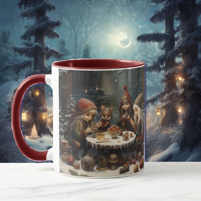 Mug Winter Elves Tea with a Mouse Friend Ajouter Nom C (Créateur téléchargé)