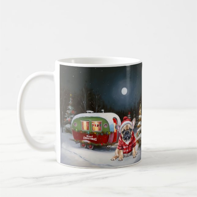 Mug Winter French Bulldog Caravan Christmas Adventure (Gauche)