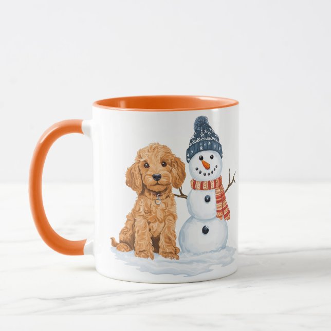Mug Winter Goldendoodle Dog Cute Snowman (Gauche)