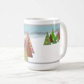 Mug Winter scene with xmas trees