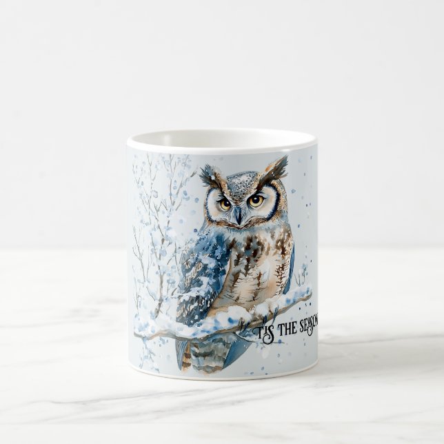 Mug Winter Snowflakes Blue Owl Christmas Snow (Centre)