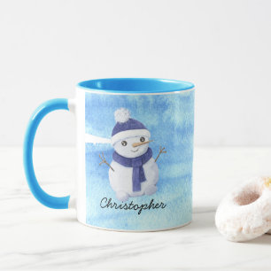 Mug Winter Snowman avec personnalisation Nom Noël
