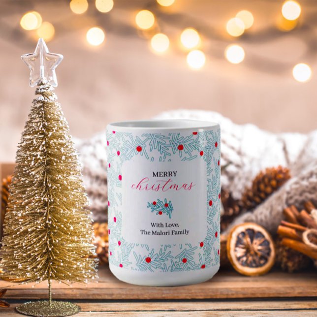 Mug Winter Sprig Pattern | Minimal Pine Branch & Berry (Créateur téléchargé)