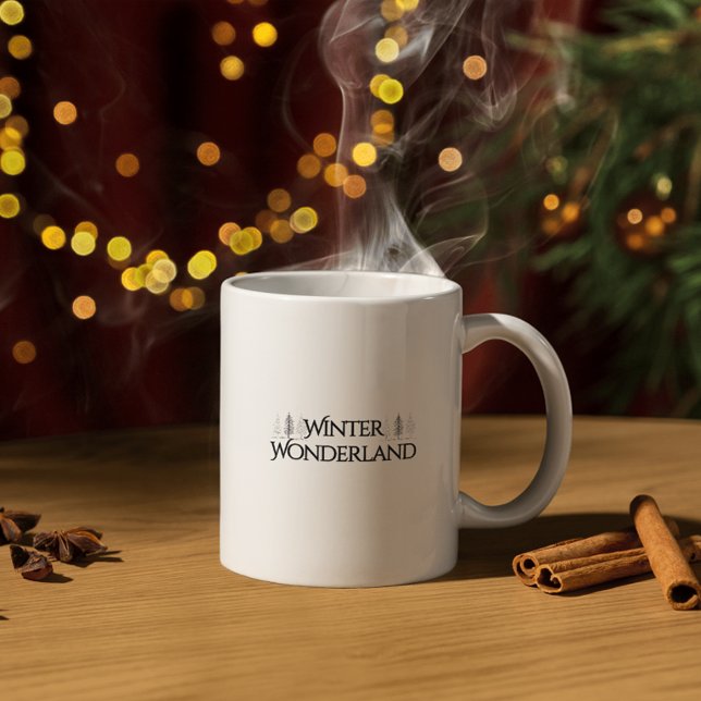 Mug Winter Wonderland - Élégant texte et pins (Créateur téléchargé)