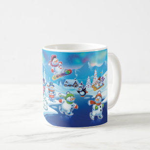 Mug Winter Wonderland les gens de la neige scène de la