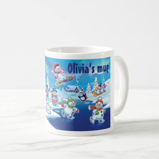 Mug Winter Wonderland snow people muette nom personnal (Devant droit)