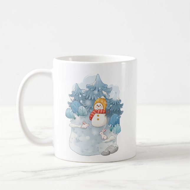 Mug Winter Wonderland Snowman & Rabbits Musique (Gauche)