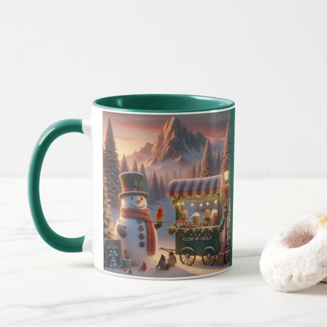 Mug Winter Wonderland Snowman's Hot Chocolate Cart (Avec donut)