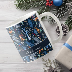 Mug Winter Woodland Blue/Gold ID785