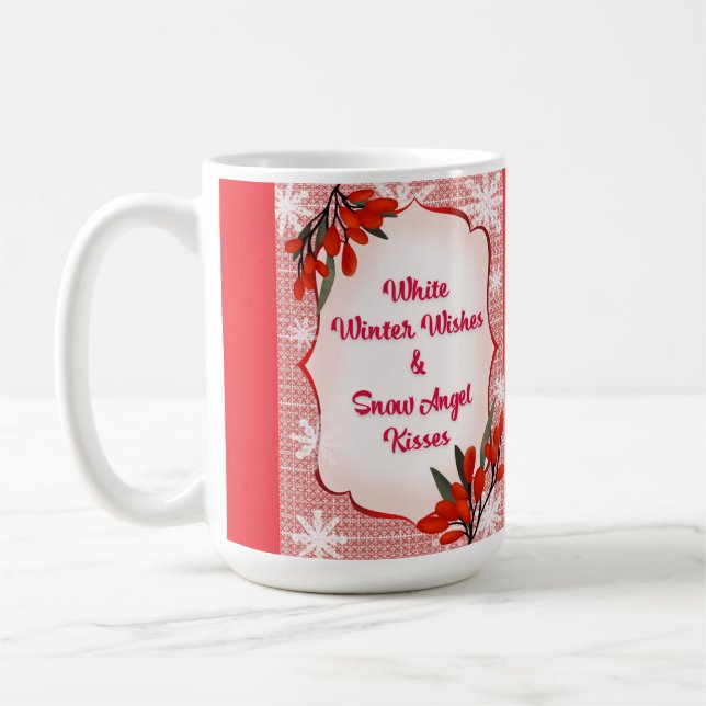 Mug Winterberry White Winter Wings Snow Angel Kisses (Gauche)