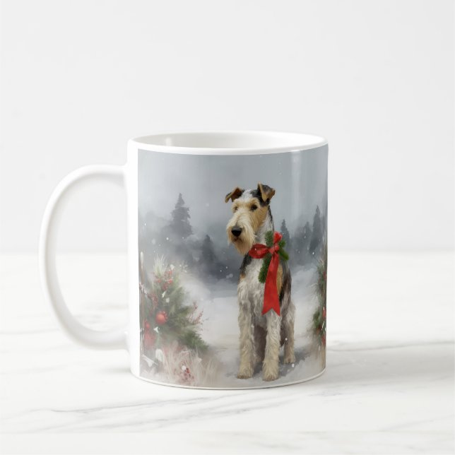 Mug Wirefox Terrier Chien de Noël de neige (Gauche)