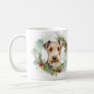 Mug Wirefox Terrier Festive de Noël Wreath Pup