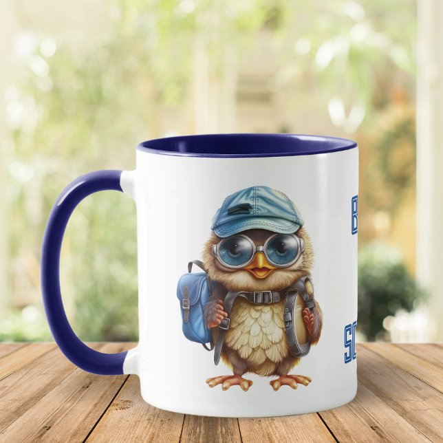 Mug Wise Owl avec sac à dos bleu, casquettes et lunett (Créateur téléchargé)