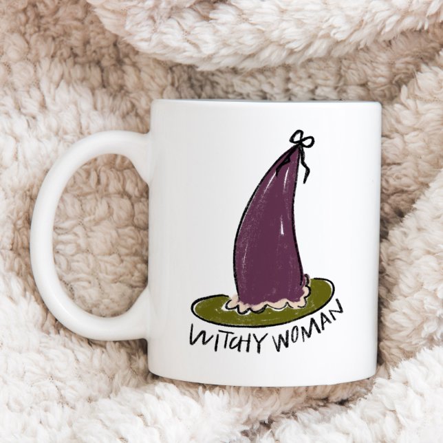Mug Witchy Woman Illustré violet sorcier Casquette (Witchy Woman Illustrated Purple Witch Hat Coffee Mug)
