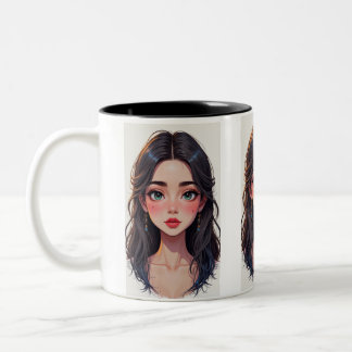 Mug with a Colorful Cartoon Girl Face