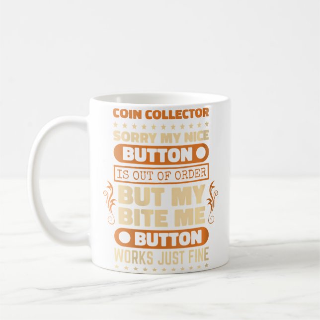 Mug Wo Bite Button Works Collectionneur de pièces Coll (Gauche)