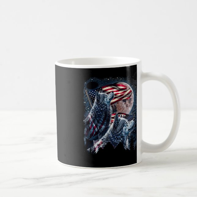 Mug Wolf 4 juillet Drapeau Américain Howves Wolves Und (Droite)