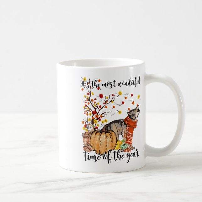 Mug Wolf Chien Automne Citrouilles Automne Feuilles Ar (Droite)