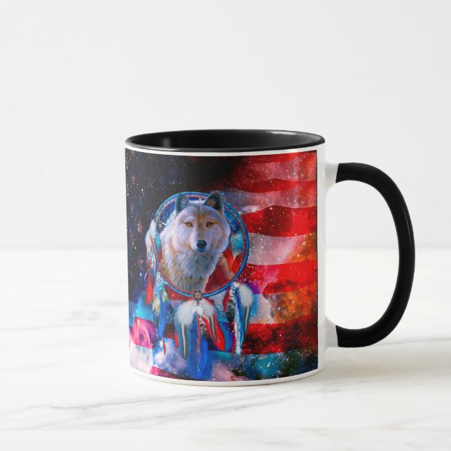 Mug Wolf et Dreamcatcher en drapeau américain (Droite)