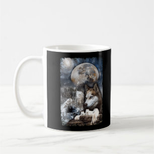 Mug Wolf Family Moon Winter Mountain Wolfs