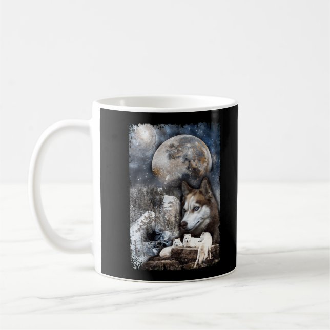 Mug Wolf Family Moon Winter Mountain Wolfs (Gauche)