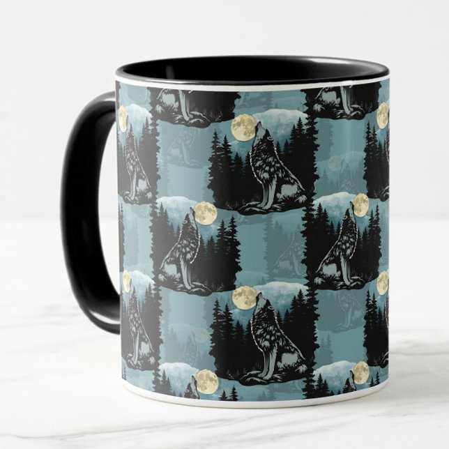Mug Wolf Howling À Moon Design Motif (Créateur téléchargé)