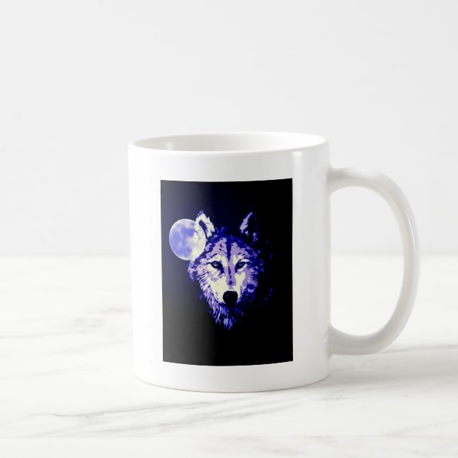 Mug Wolf & Lune noir nuit Collage (Droite)