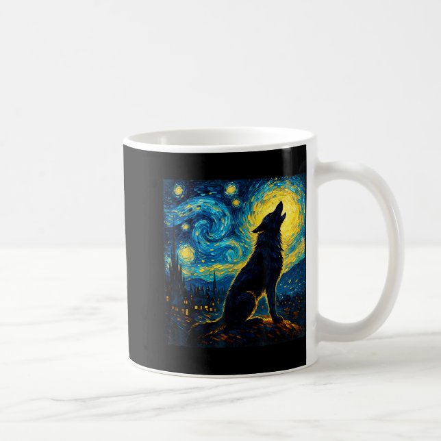 Mug Wolf Starry Night HowHowling Lune Dons Drôle Pour  (Droite)