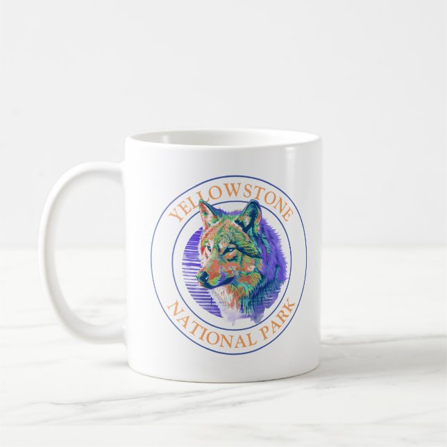 Mug Wolf tendance Art 3 Yellowstone National Park Circ (Gauche)