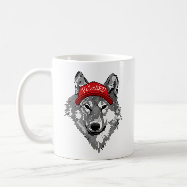 Mug Wolf Wildlife Red Baseball Casquette Nom du parten (Gauche)