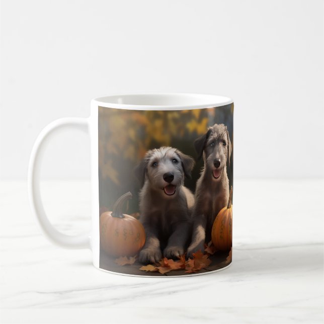 Mug Wolfhound Chiot Automne Citrouille de plaisir (Gauche)
