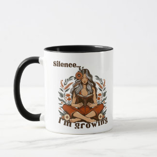 Mug Woman reading in silence – Bohemian floral design 