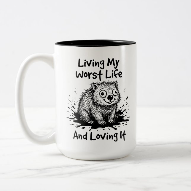 Mug Wombat Bicolore Citation Drôle Boisson (Gauche)