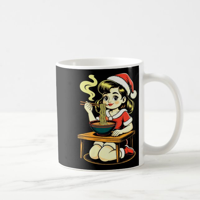 Mug Womens Anime Ramen Xmas Kawaii Santa Girl Eating J (Droite)