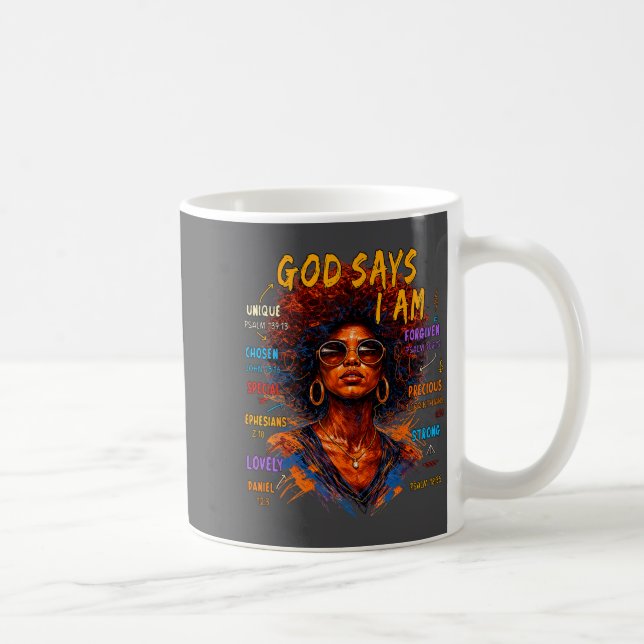 Mug Womens Black Girl Queen God Says I Am Melanin Hist (Droite)