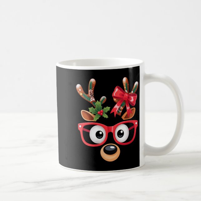 Mug Womens Matching Family Christmas Reindeer Face Gle (Droite)