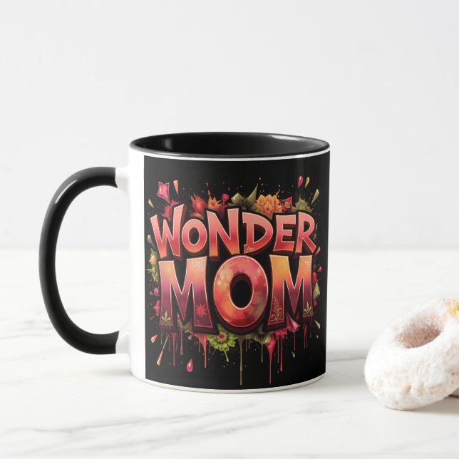 Mug Wonder Mom Citer Fleurs Fête des mères (Avec donut)