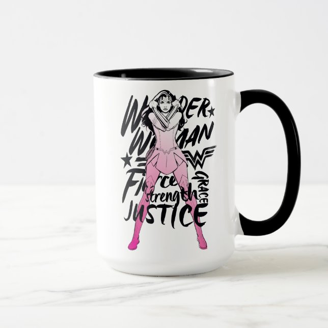 Mug Wonder Woman Brush Typography Art (Droite)