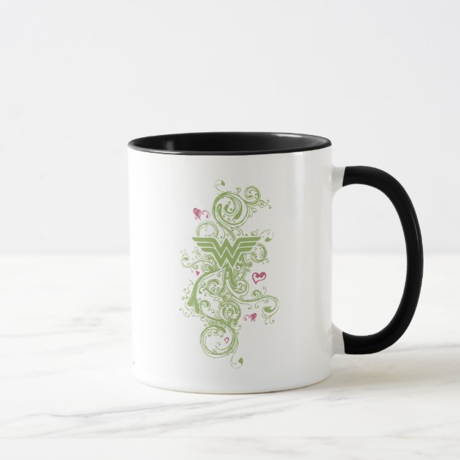 Mug Wonder Woman Green Swirls Logo (Droite)