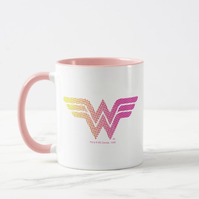 Mug Wonder Woman Logo de couleur demi-teinte rose jaun (Gauche)