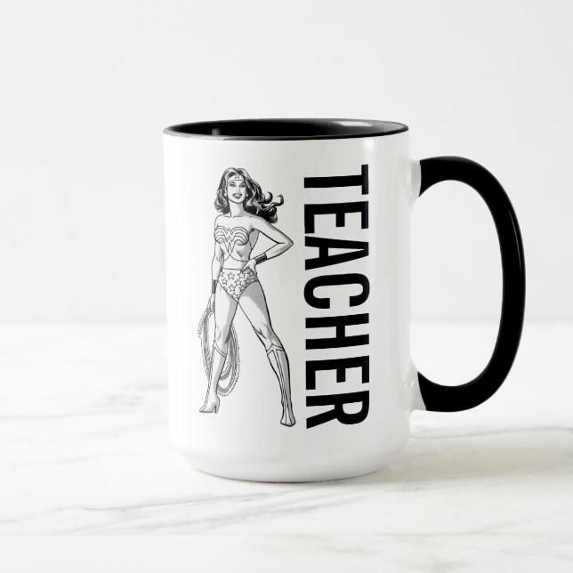 Mug Wonder Woman Pose noir & blanc (Droite)