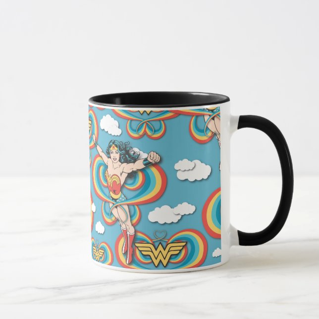 Mug Wonder Woman, une femme qui vole haut Motif (Droite)