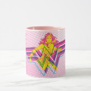 Mug Wonder Woman Yellow Pink Comic Art Logo