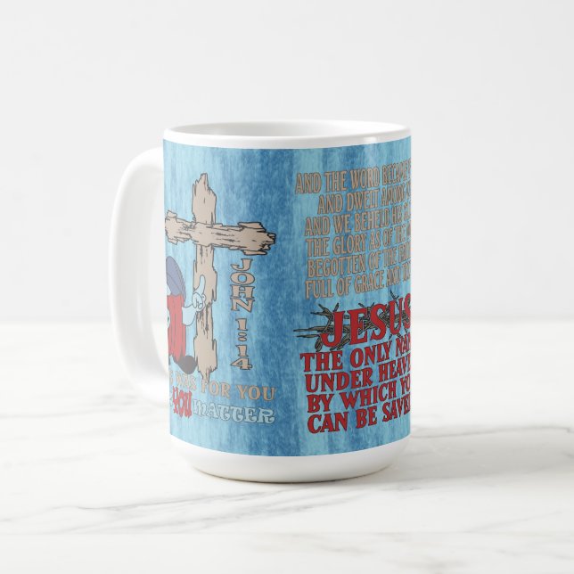 Mug Wood Cross Cuz Vous Comptez John 1 14 T-Shirt (Devant gauche)
