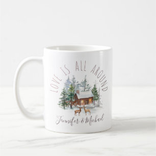 Mug Woodland Forest Love Deer Couple avec des noms