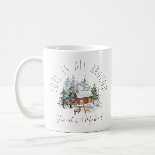Mug Woodland Forest Love Deer Couple avec des noms (Gauche)