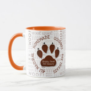 Mug Woof Art et Chig Paw en Brown nom personnalisé
